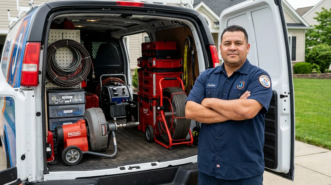 Professional drain cleaning equipment and Johns Plumbing LLC plumber in Surrey
