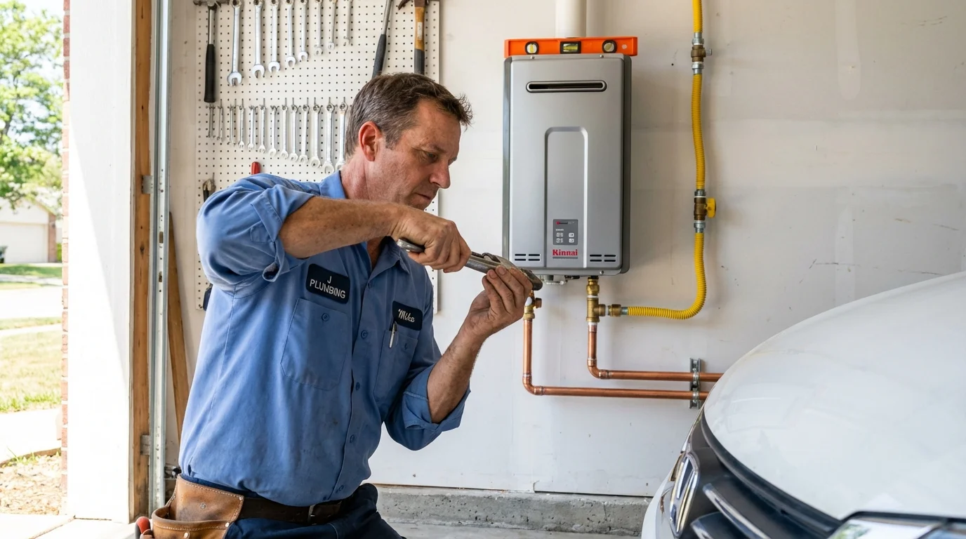 Tankless water heater installation by a Johns Plumbing LLC plumber in Surrey